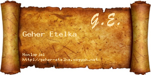 Geher Etelka névjegykártya